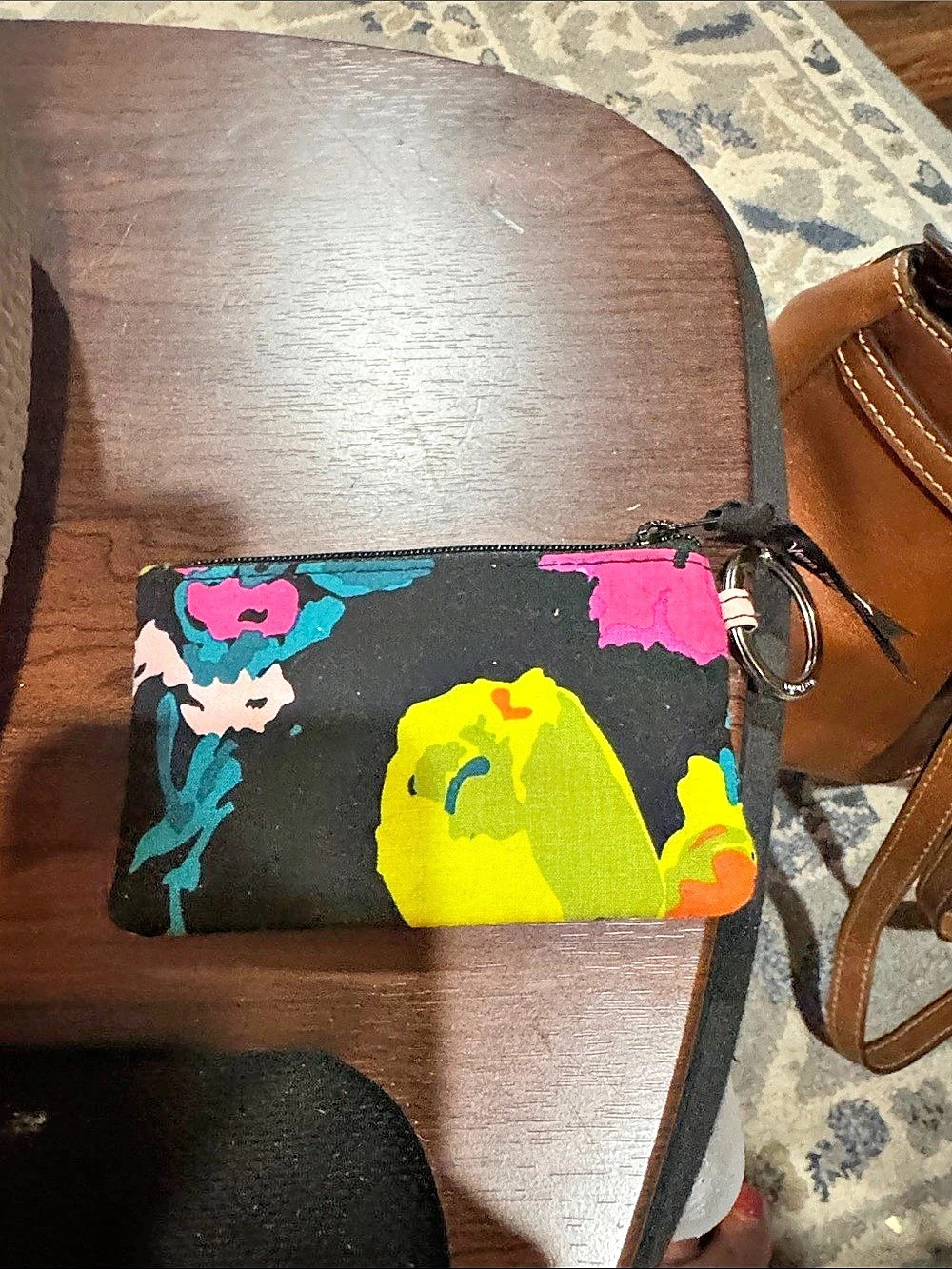 Vera Bradley Zip ID Case Floral Black & Pink